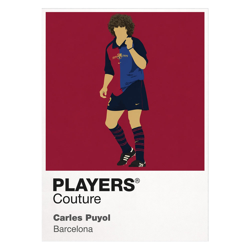 Carles Puyol Barcelona white Icon Frame artwork detail
