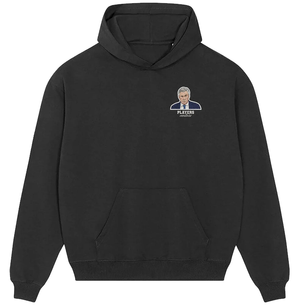 Carlo Ancelotti hoodie – black men's hoodie featuring the Carlo Ancelotti Players Couture logo