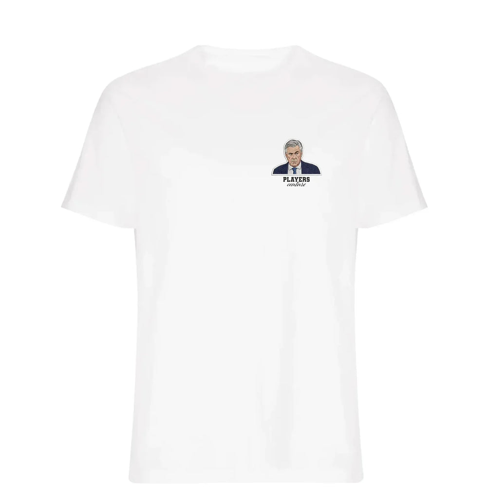 Carlo Ancelotti t-shirt – white men's t-shirt featuring the Carlo Ancelotti Players Couture logo