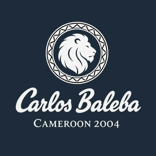 Carlos Baleba Logo Men's Hoodie – navy close-up detail shot of the Carlos Baleba Players Couture logo design