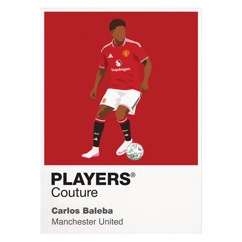 Carlos Baleba Manchester United Icon Frame Men's T-Shirt in White - Players Couture Fan Clothing