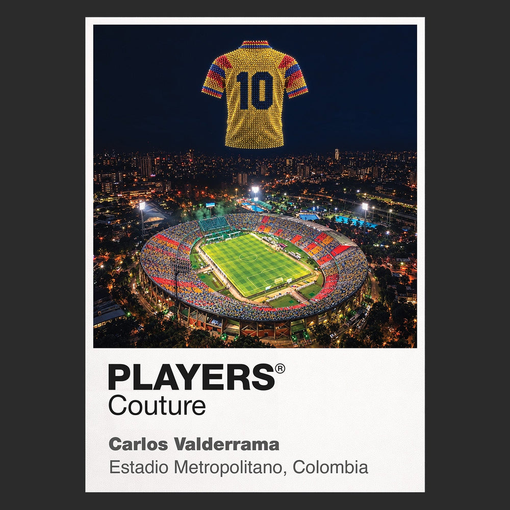 Carlos Valderrama Colombia number 10 Icons in Lights Frame artwork in black