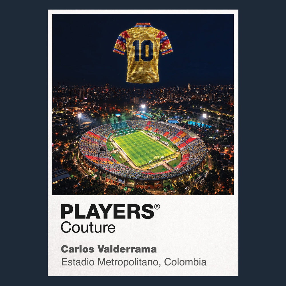 Carlos Valderrama Colombia number 10 Icons in Lights Frame artwork in navy