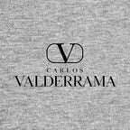 Carlos Valderrama Logo Men's T-Shirt – grey close-up detail shot of the Carlos Valderrama Players Couture logo design
