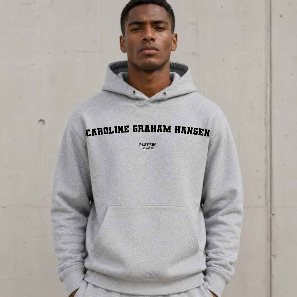 caroline-graham-hansen name-print hoodie - grey