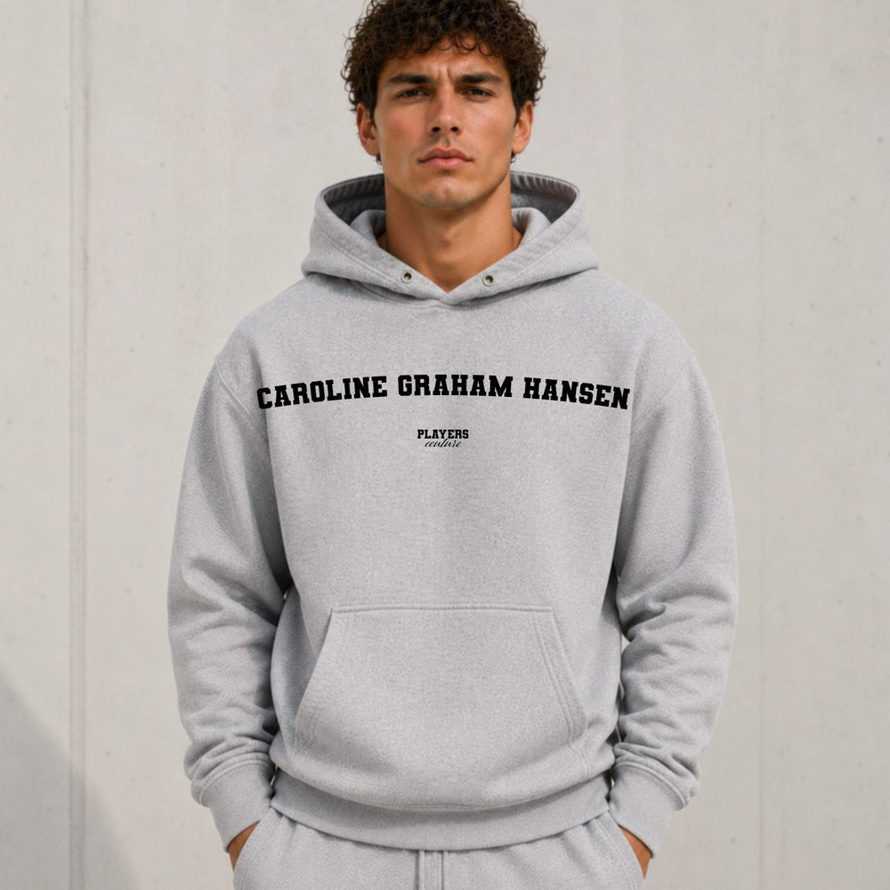 caroline-graham-hansen name-print hoodie - grey