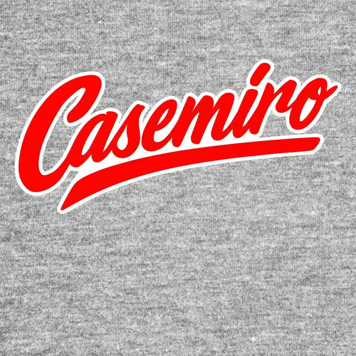 Casemiro Logo Men's T-Shirt – grey close-up detail shot of the Casemiro Players Couture logo design