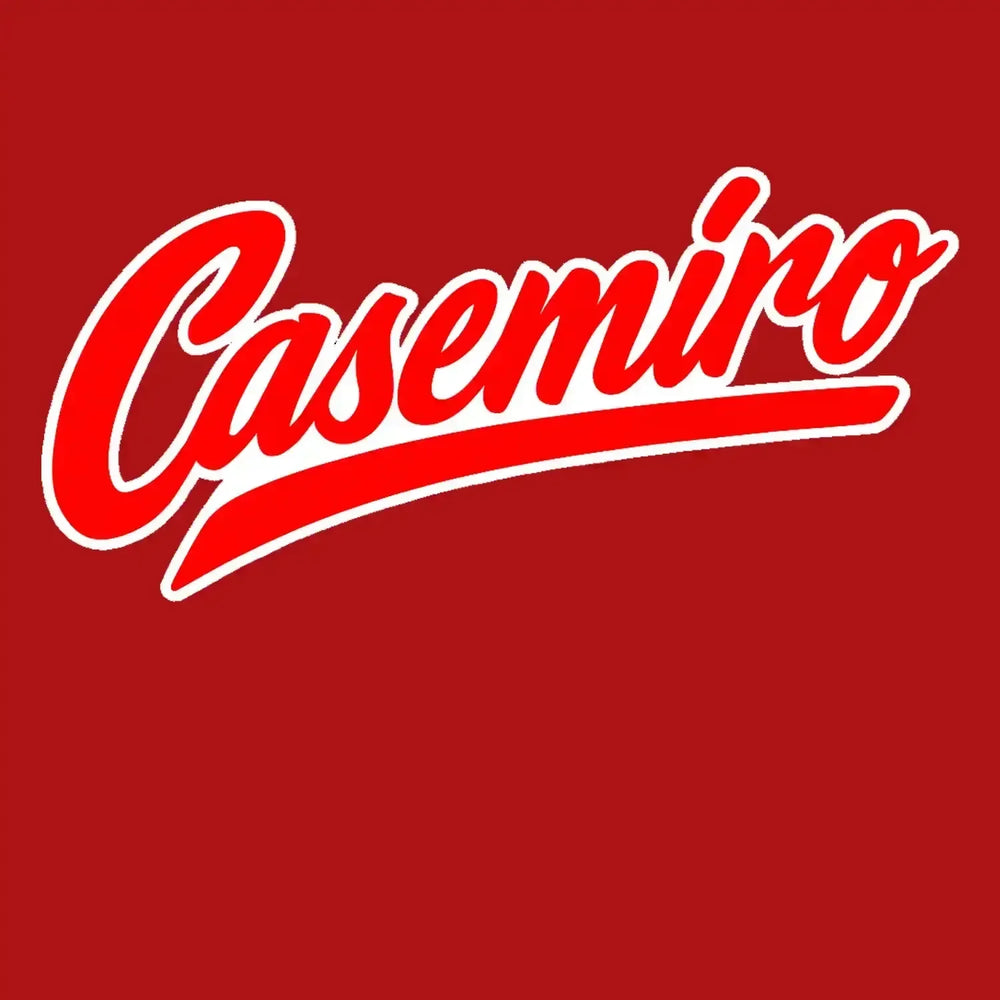 Casemiro Logo Men's T-Shirt – red close-up detail shot of the Casemiro Players Couture logo design