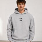 cat name-print hoodie - grey