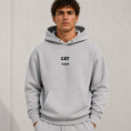 cat name-print hoodie - grey
