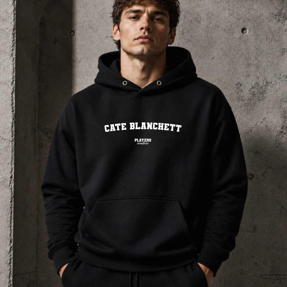 cate-blanchett name-print hoodie - black