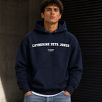 catherine-zeta-jones name-print hoodie - black