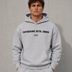 catherine-zeta-jones name-print hoodie - grey