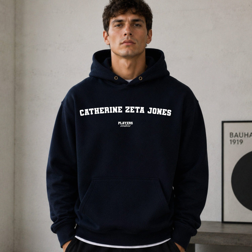catherine-zeta-jones name-print hoodie - navy