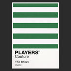 Celtic Classic Football Shirt Colours Frame Men's T-Shirt – black close-up detail shot of the Celtic Players Couture logo