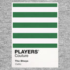 Celtic Classic Football Shirt Colours Frame Men's T-Shirt – grey close-up detail shot of the Celtic Players Couture logo