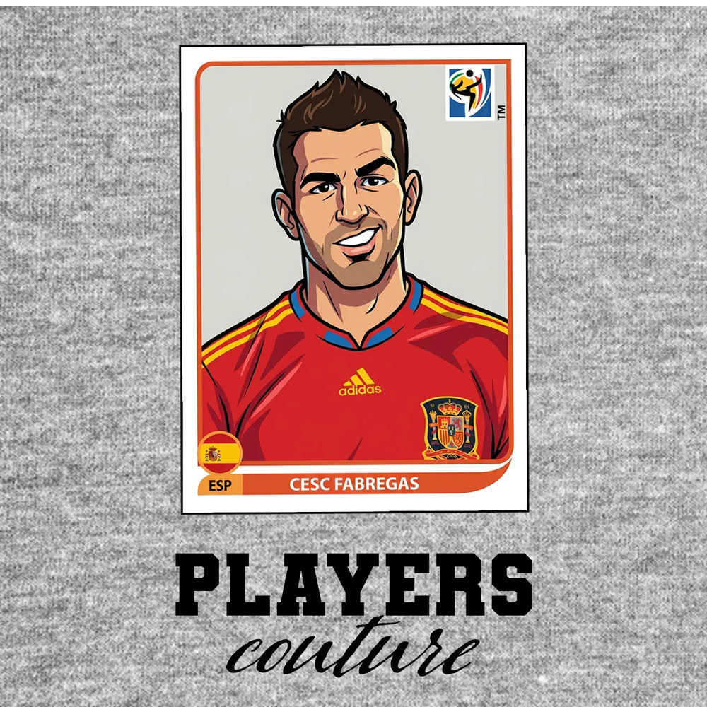 Cesc Fabregas World Cup Sticker Men's T-Shirt – grey close-up detail shot of the Cesc Fabregas World Cup Players Couture