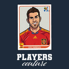 Cesc Fabregas World Cup Sticker Men's T-Shirt – navy close-up detail shot of the Cesc Fabregas World Cup Players Couture