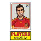 Cesc Fabregas World Cup Sticker Men's T-Shirt – close-up detail shot of the Cesc Fabregas World Cup Players Couture logo