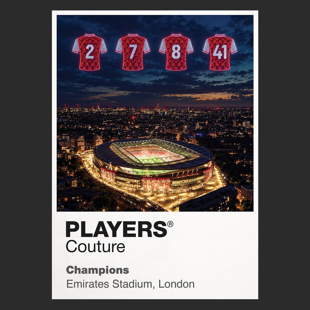 Arsenal 2026 Champions Arsenal Icons in Lights Frame artwork in black