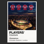 Arsenal 2025 26 Premier League Champions Icons in Lights Frame artwork in black