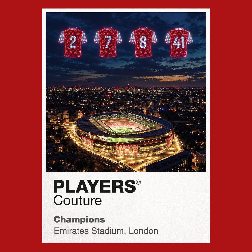 Arsenal 2025 26 Premier League Champions Icons in Lights Frame artwork in red