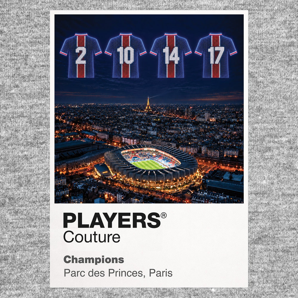 PSG 2025 Champions League winners Icons in Lights Frame artwork in grey