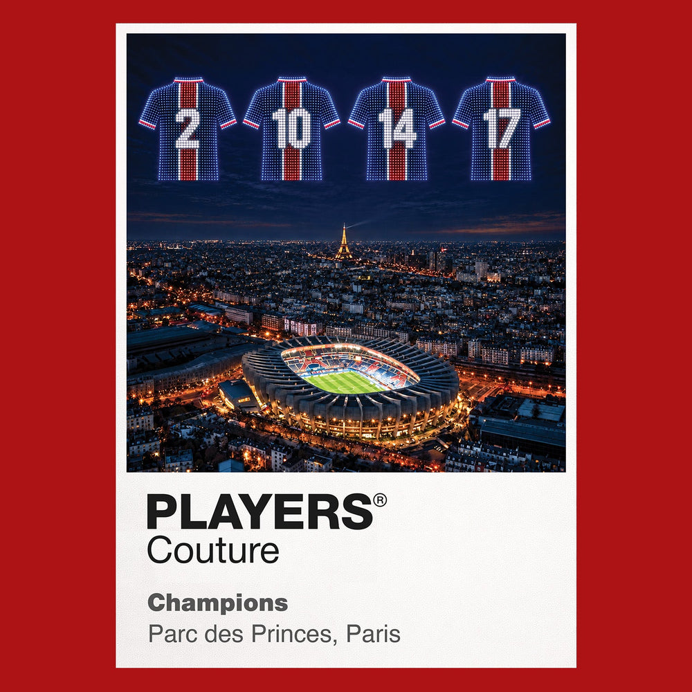 Paris Saint-Germain European Champions PSG Icons in Lights Frame artwork in red