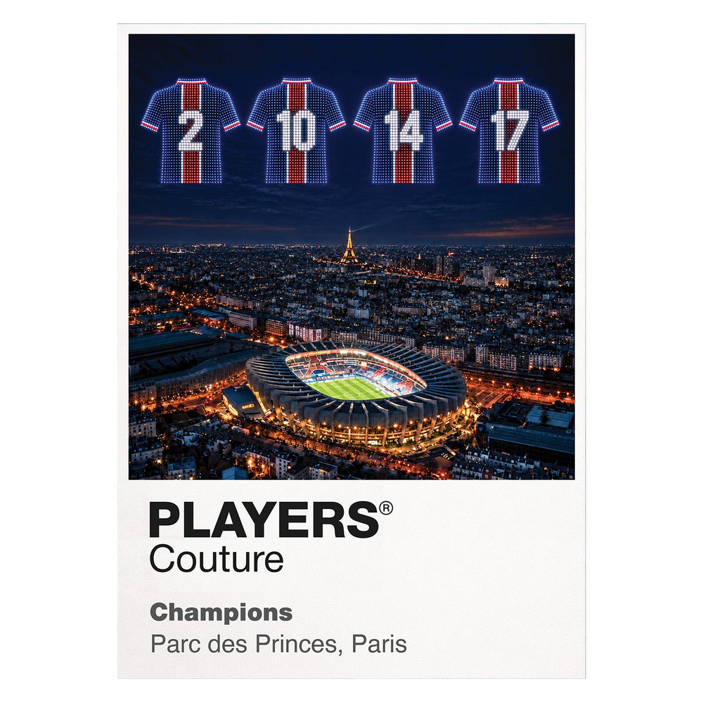 Paris Saint-Germain European Champions PSG Icons in Lights Frame artwork in white