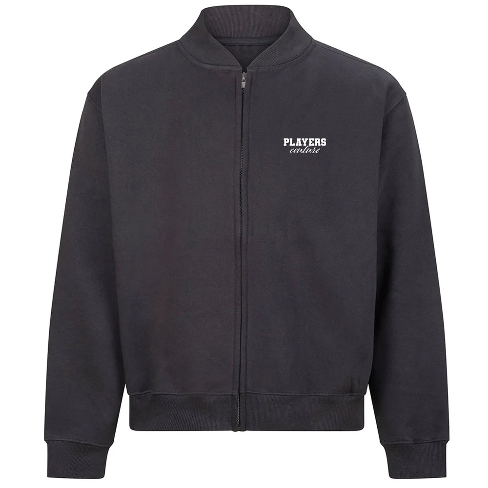 Essentials Collection hoodie – charcoal men's hoodie with white Essentials Collection letters and Players Couture logo on