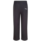 Essentials Collection Men's Premium Heavyweight Charcoal Grey Joggers Back Logo – charcoal close-up detail shot of the