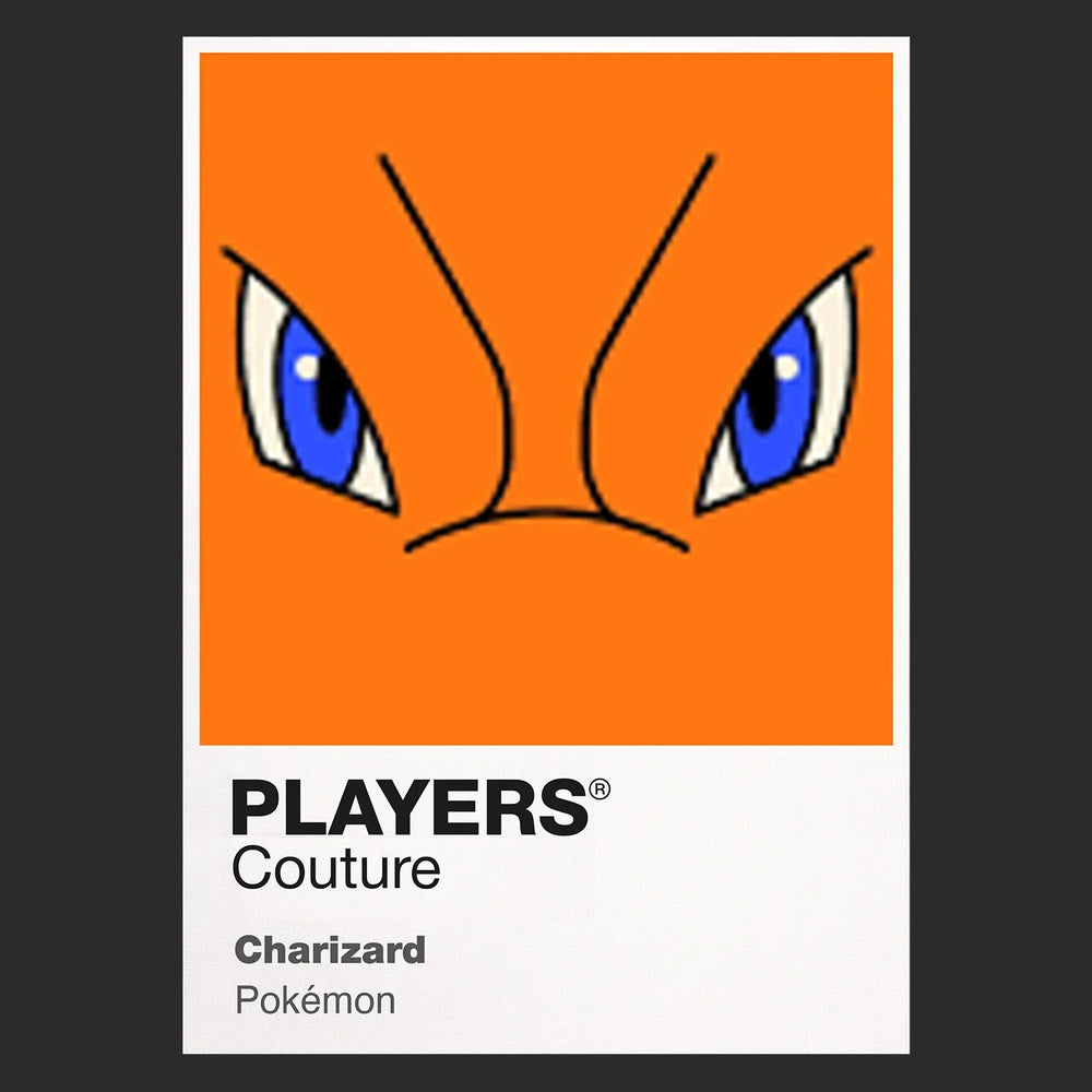 Charizard Colour Frame Men's T-Shirt – black close-up detail shot of the Charizard Colour Players Couture logo design
