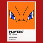 Charizard Colour Frame Men's T-Shirt – red close-up detail shot of the Charizard Colour Players Couture logo design