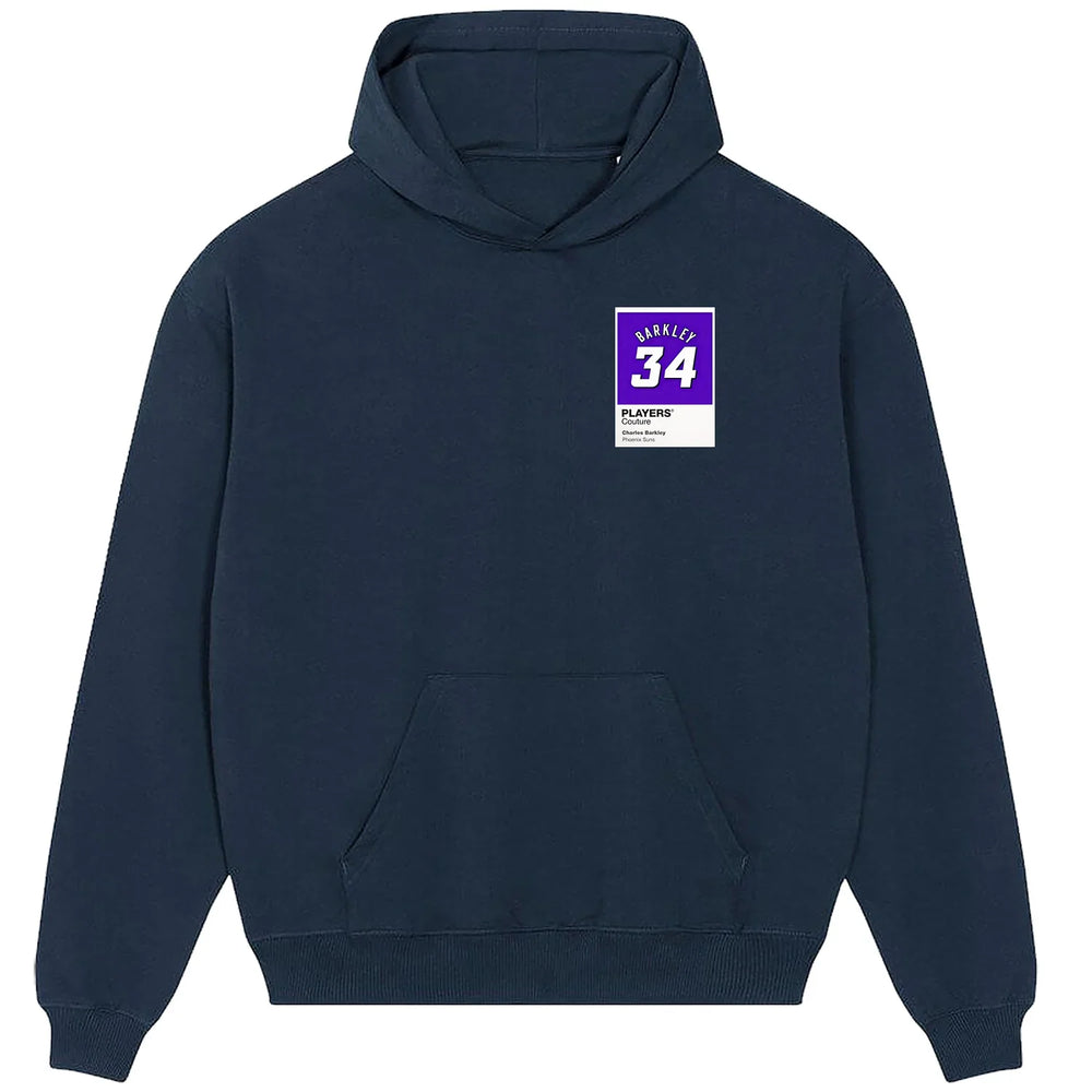 Charles Barkley 34 hoodie – navy men's hoodie featuring the Charles Barkley 34 Players Couture logo
