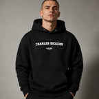 charles-dickens name-print hoodie - black