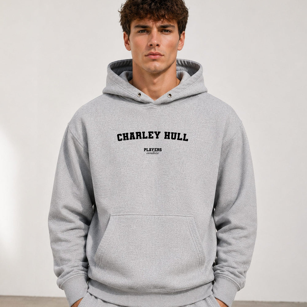charley-hull name-print hoodie - grey