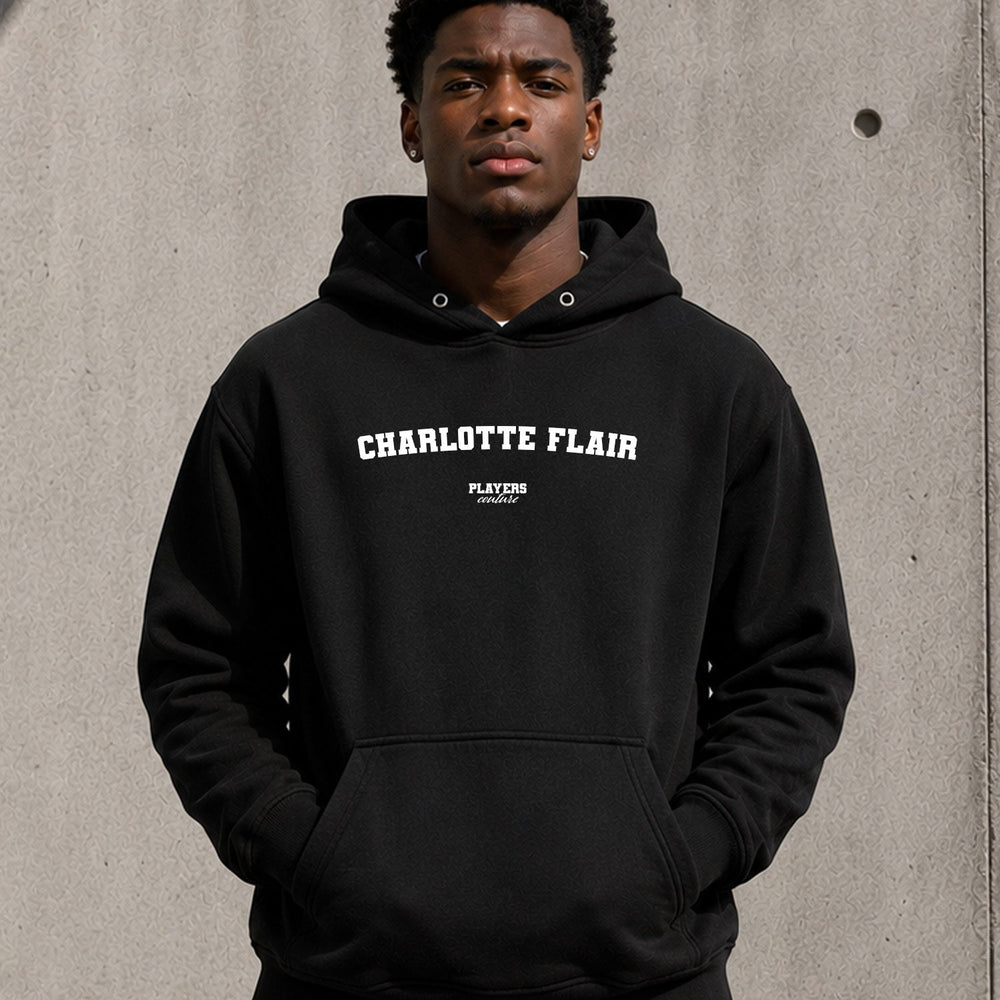 charlotte-flair name-print hoodie - black