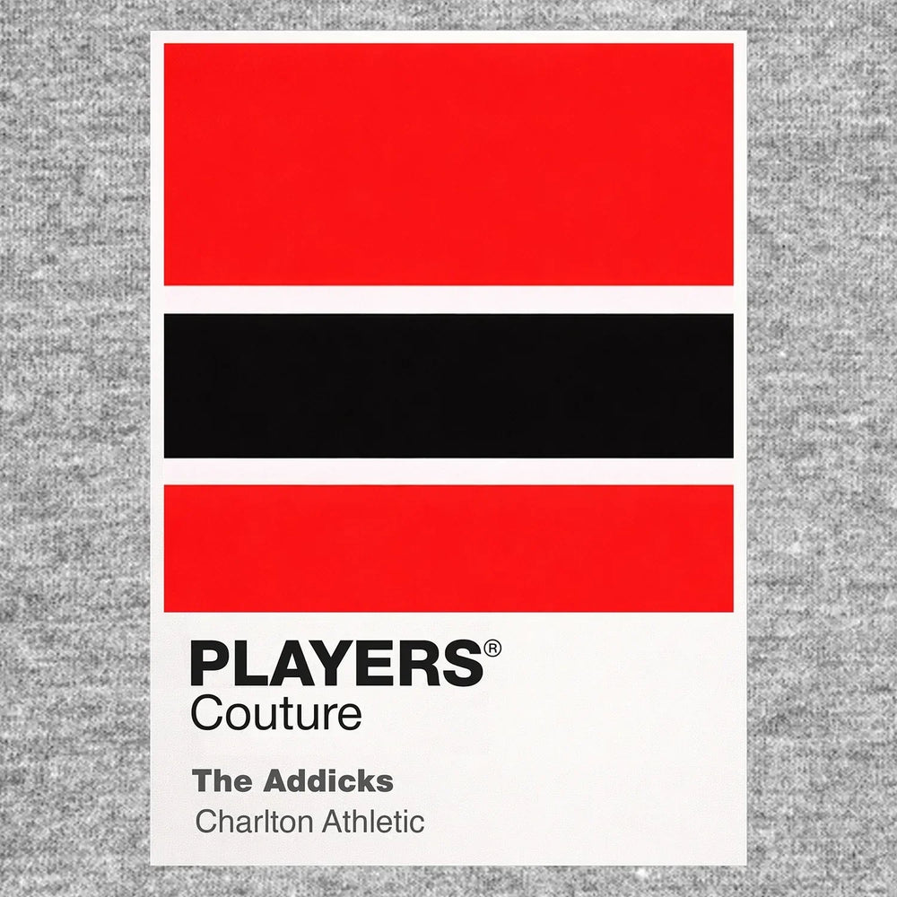 Charlton Athletic Classic Football Shirt Colours Frame Men's T-Shirt – grey close-up detail shot of the Charlton Athletic