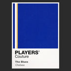Chelsea Classic Football Shirt Colours Frame Men's T-Shirt – black close-up detail shot of the Chelsea Players Couture logo