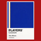 Chelsea Classic Football Shirt Colours Frame Men's T-Shirt – red close-up detail shot of the Chelsea Players Couture logo