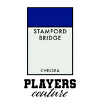 Chelsea Monopoly Card t-shirt – white men's t-shirt with black Chelsea Monopoly Card letters and Players Couture logo on the