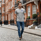 Chelsea t-shirt – white men's t-shirt with black Chelsea letters and Players Couture logo on the chest