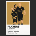 Cherki and Haaland Manchester City black Icon Frame artwork detail
