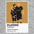 Cherki and Haaland Manchester City grey Icon Frame artwork detail