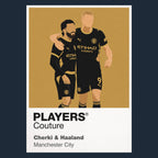 Cherki and Haaland Manchester City navy Icon Frame artwork detail