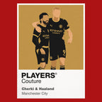 Cherki and Haaland Manchester City red Icon Frame artwork detail