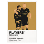 Cherki and Haaland Manchester City white Icon Frame artwork detail
