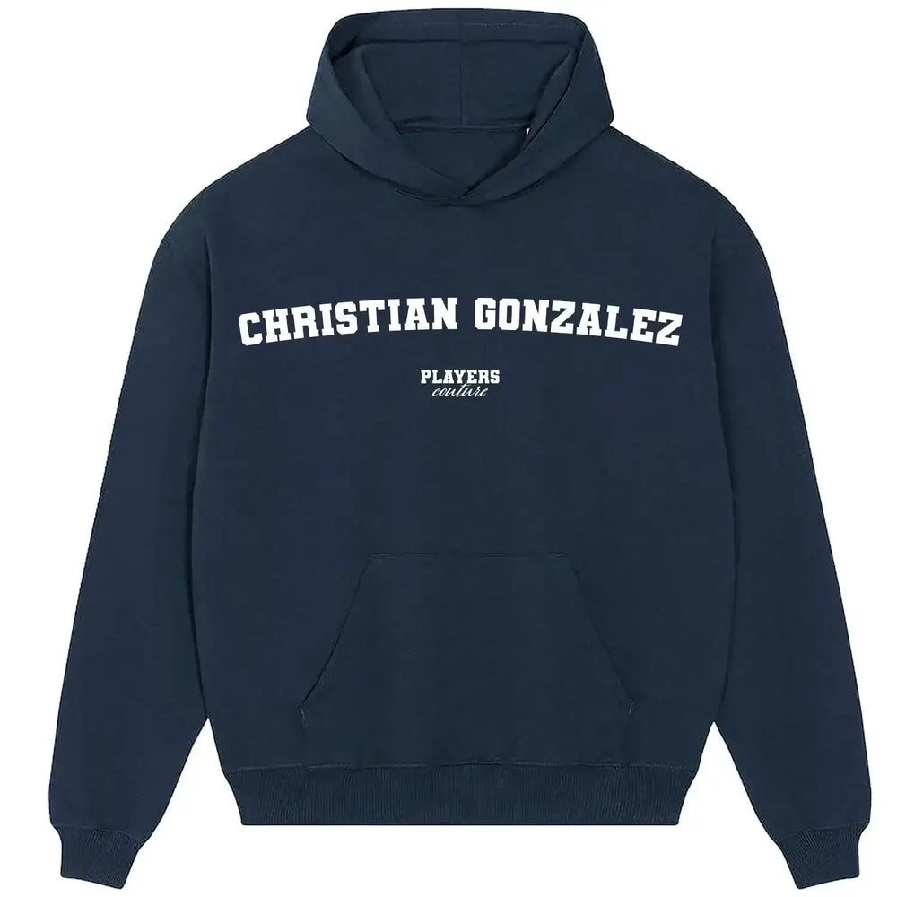 Christian Gonzalez Players Couture Men's Casual Hoodie - Navy / S | American Football, Hoodies, Men's, Name Collection, New England Patriots