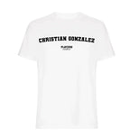 Christian Gonzalez t-shirt – white men's t-shirt with black Christian Gonzalez letters and Players Couture logo on the chest