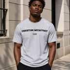 Christian McCaffrey grey T-shirt lifestyle image 2